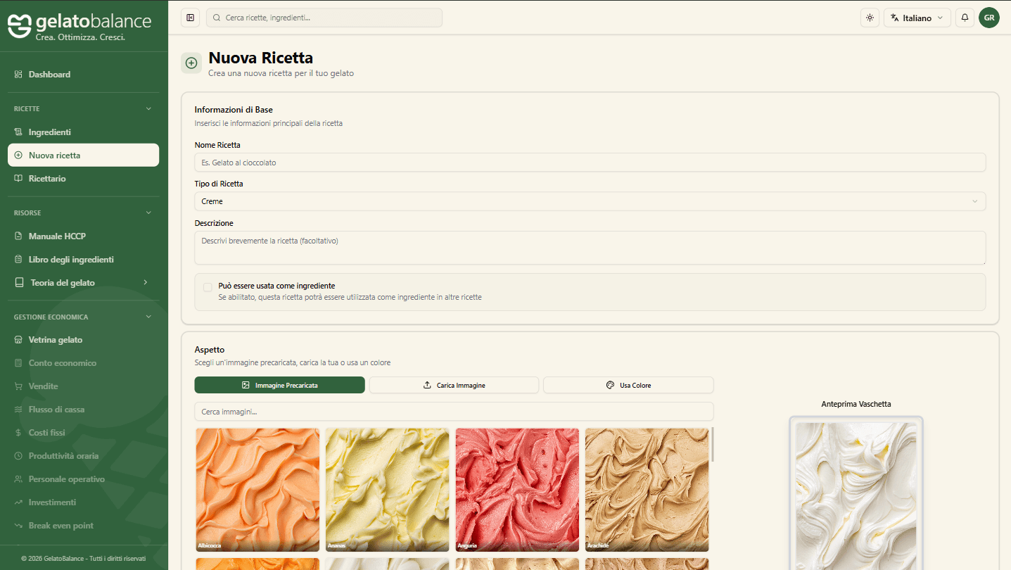 Nuova Ricetta GelatoBalance